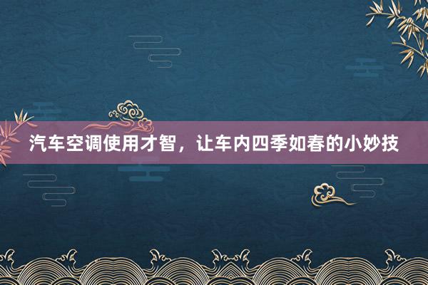 汽车空调使用才智，让车内四季如春的小妙技